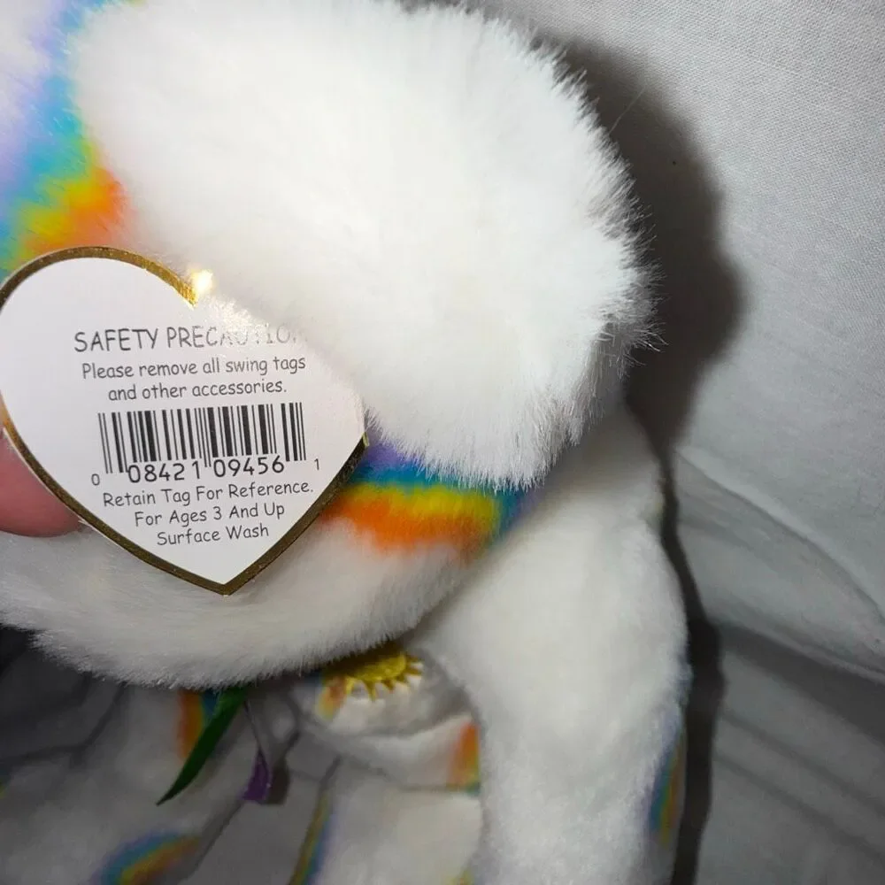 Rare 2002 Ty Beanie Buddy Cheery 15” Rainbow Sun Bear – Mint with Embroidered Ty